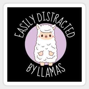 Easily Distracted By Llamas Funny Sticker